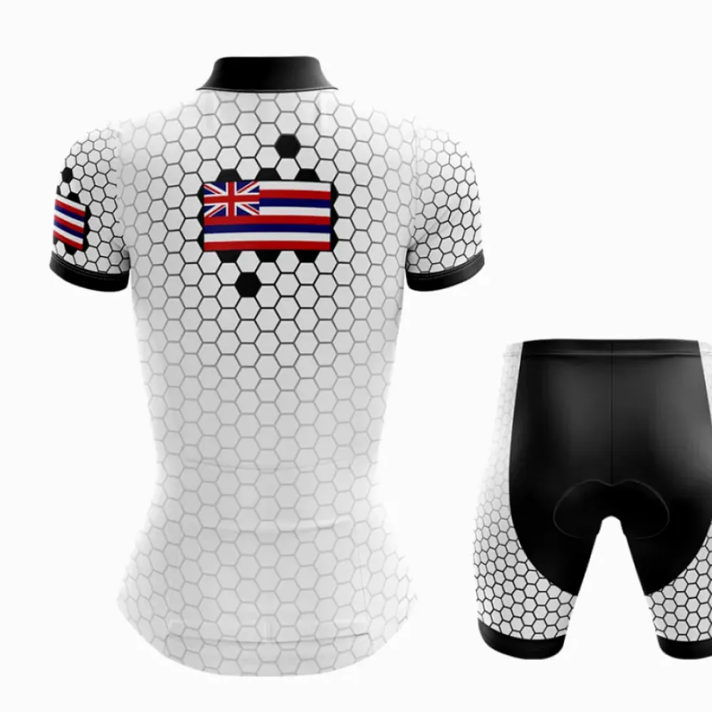 Hawaii Women V7 Cycling Jersey White/Red/Black