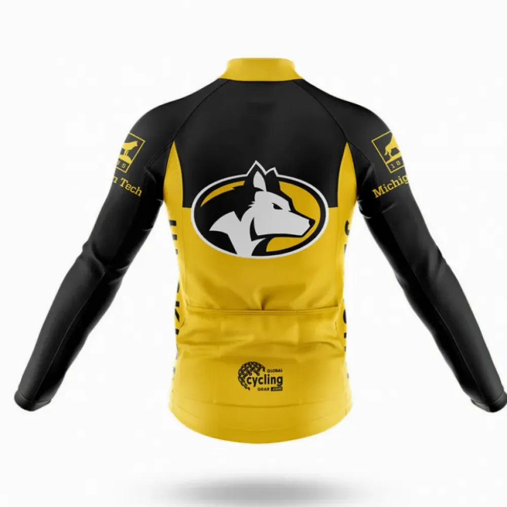 Michigan Tech Cycling Jersey Long Sleeve Yellow/Black/Gold