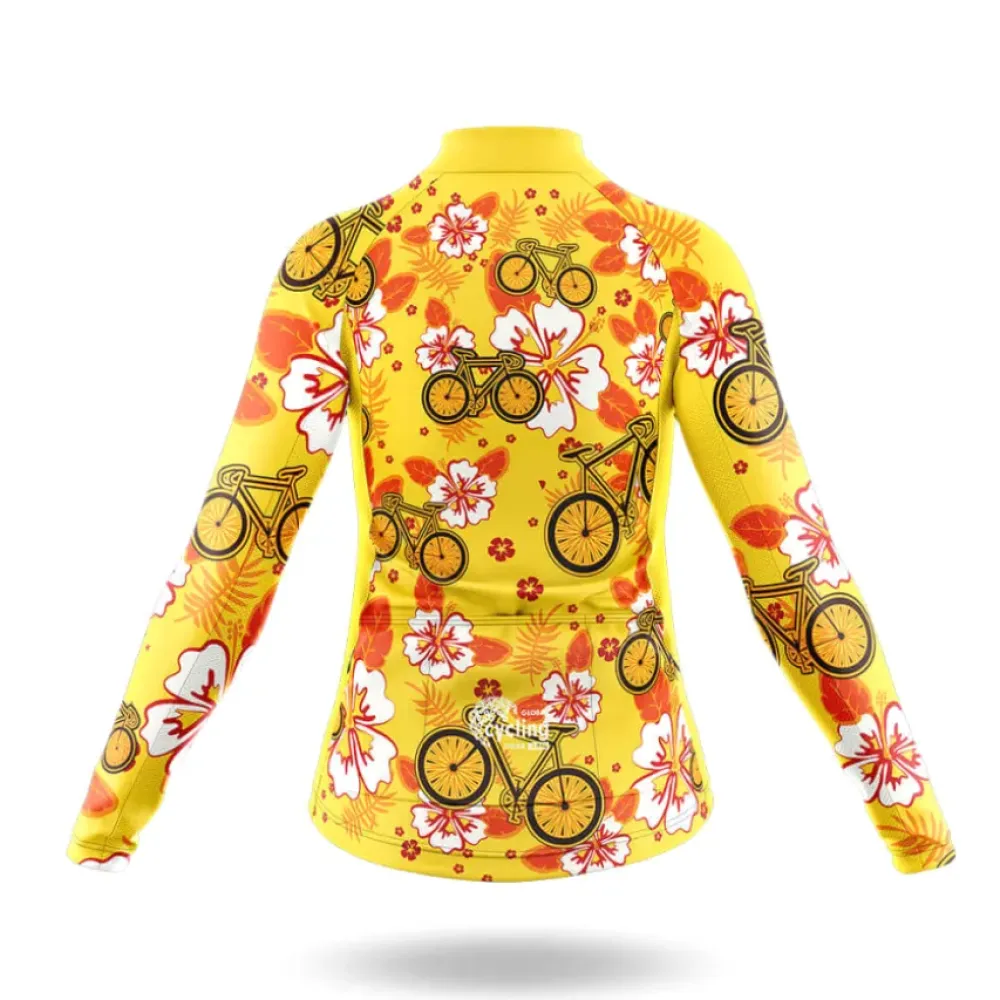 Hawaiian Style Women's Cycling Kit Full Set Ver.3 Yellow/Floral/Bicycle
