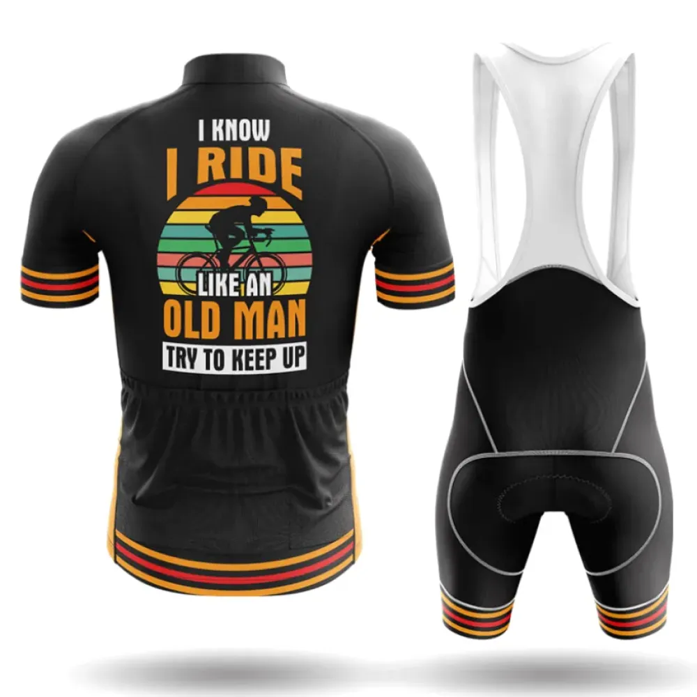 Old Man Style Cycling Jersey Black/Yellow/Red