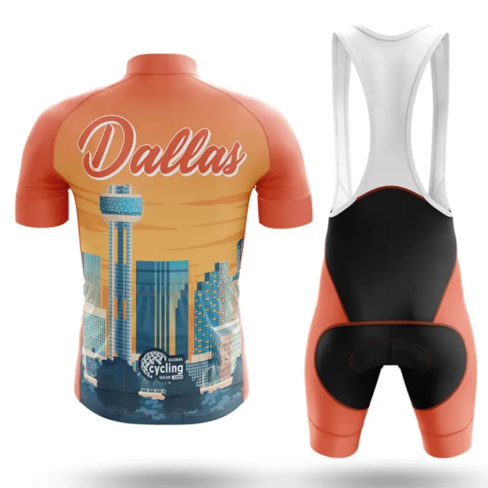 Dallas TX Long Sleeve Cycling Jersey Skyline Orange/Red/Gold