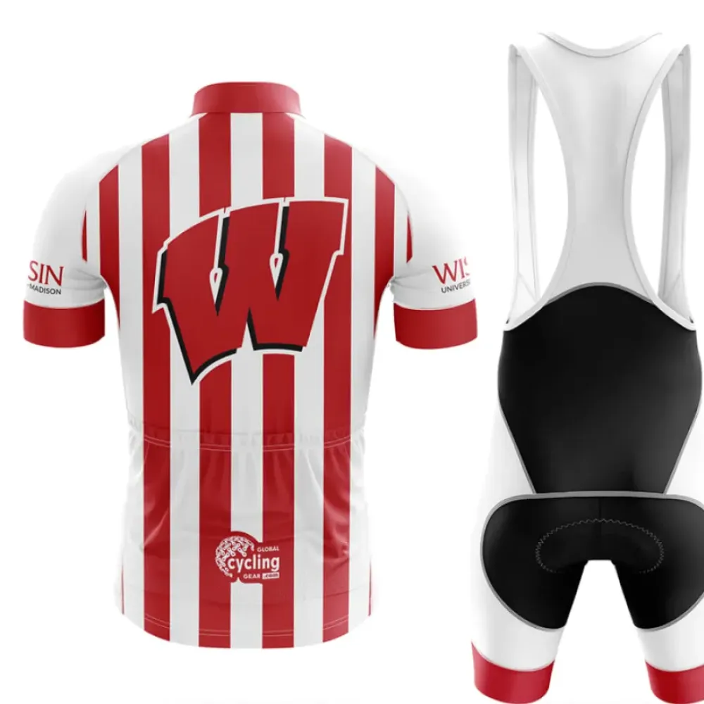 Wisconsin Badgers Cycling Jersey Red/White/Striped