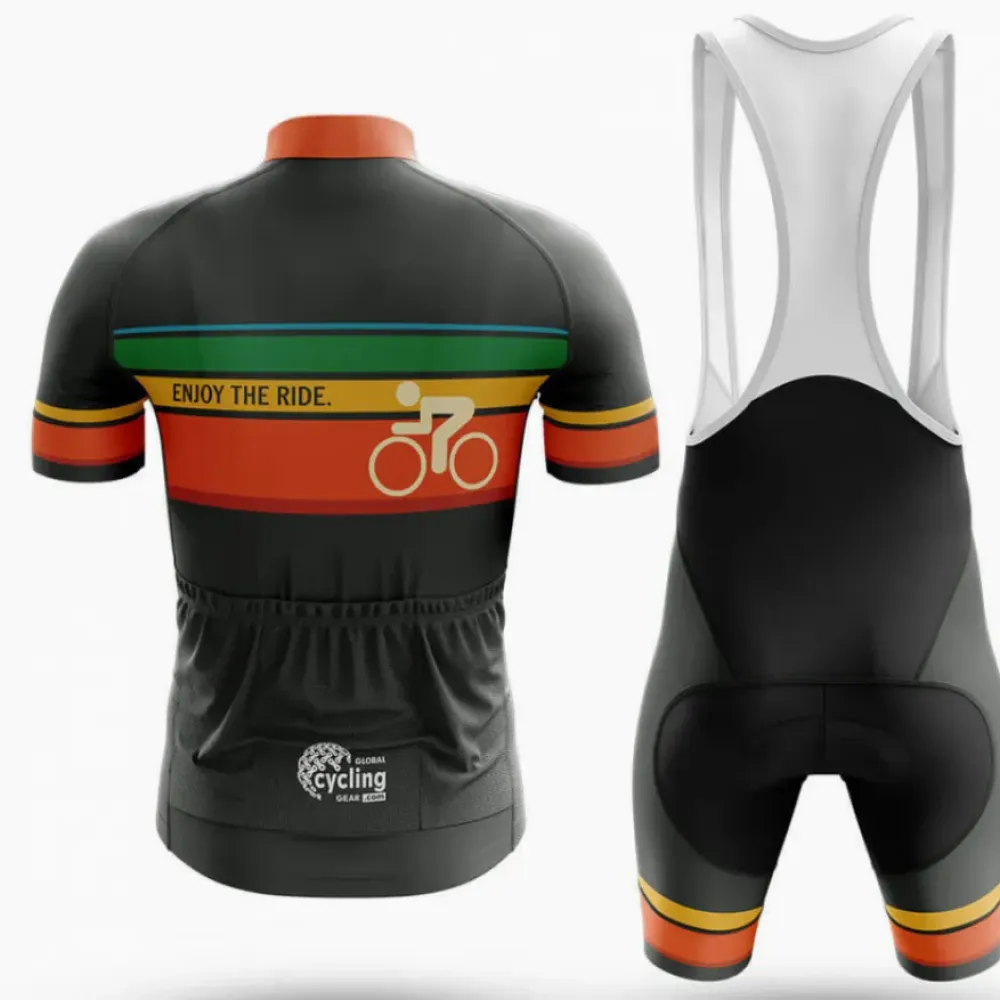 Enjoy The Ride Cycling Jersey Retro Black/Green/Yellow