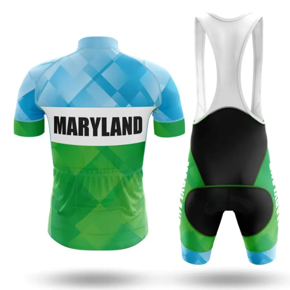 Maryland S3 Cycling Jersey Geometric Green/Blue/White