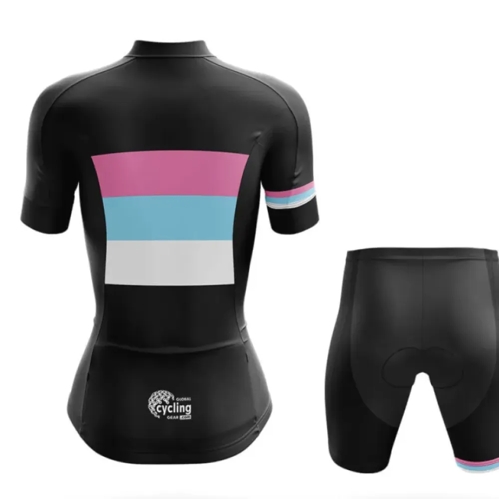 Retro Color Lines Women's Long Sleeve Cycling Jersey Pink/Blue/White