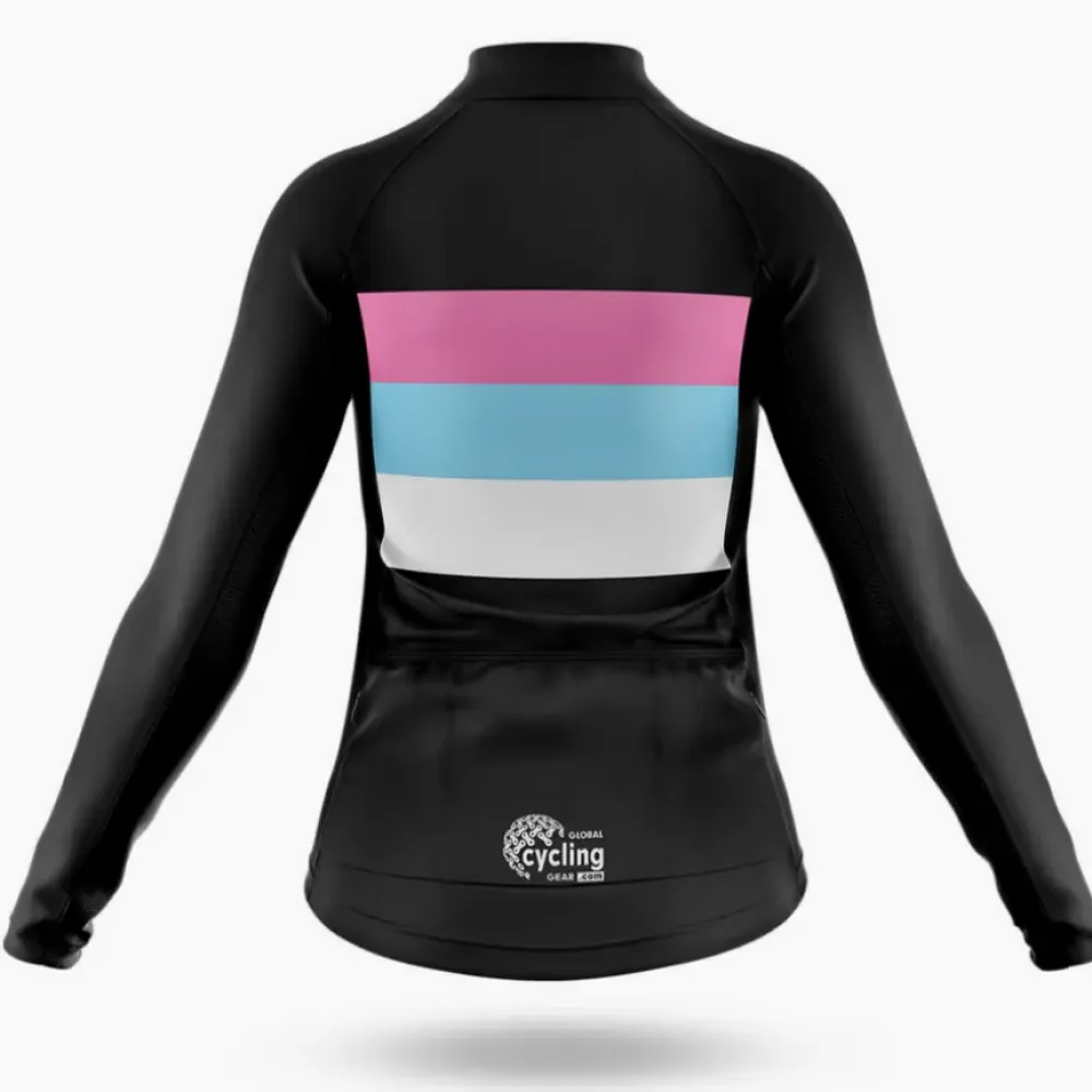Retro Color Lines Women's Long Sleeve Cycling Jersey Pink/Blue/White