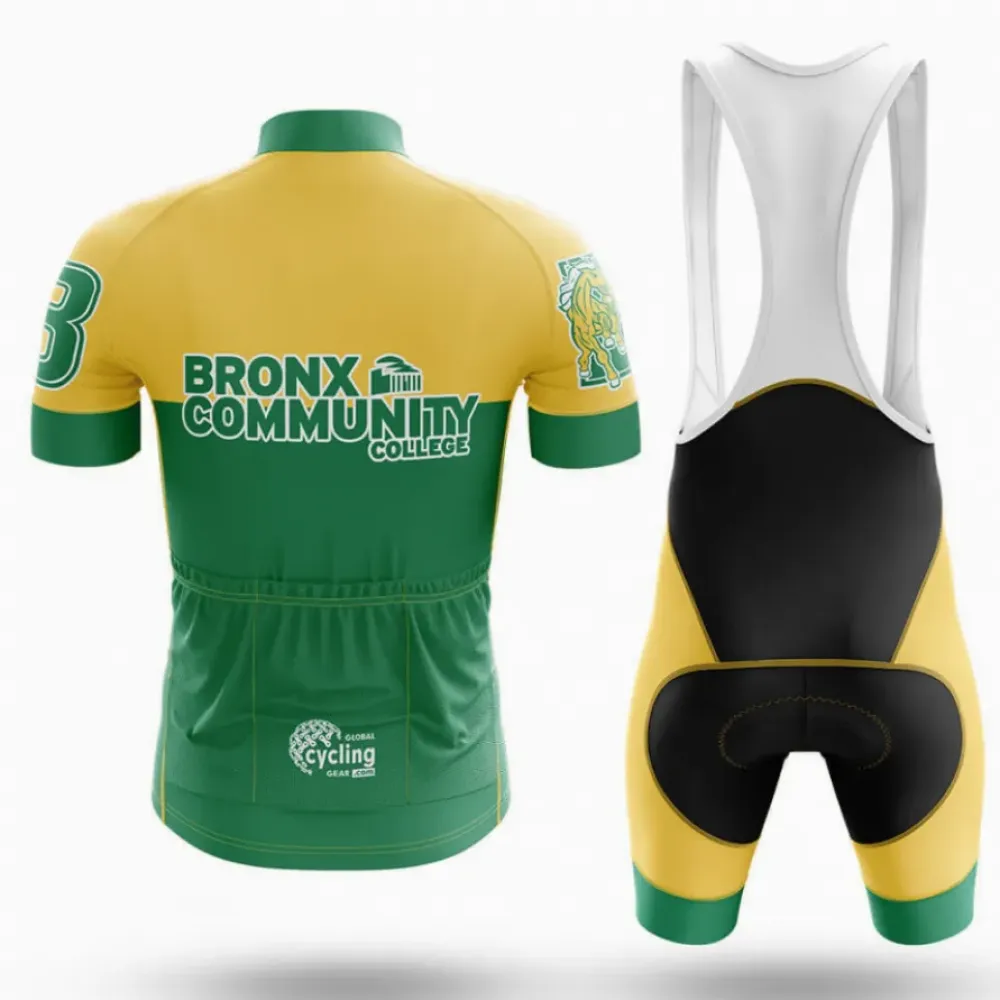 Bronx Community College Long Sleeve Cycling Jersey Green/Yellow/White