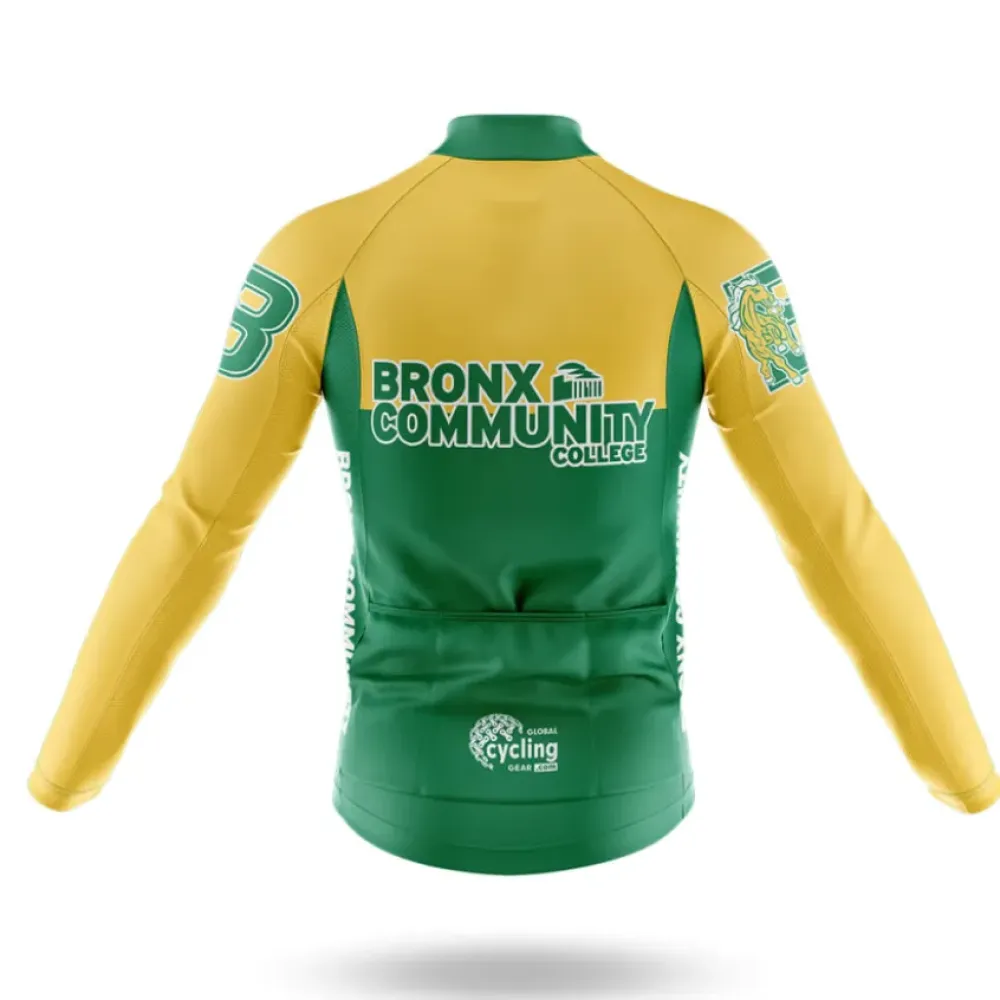 Bronx Community College Long Sleeve Cycling Jersey Green/Yellow/White