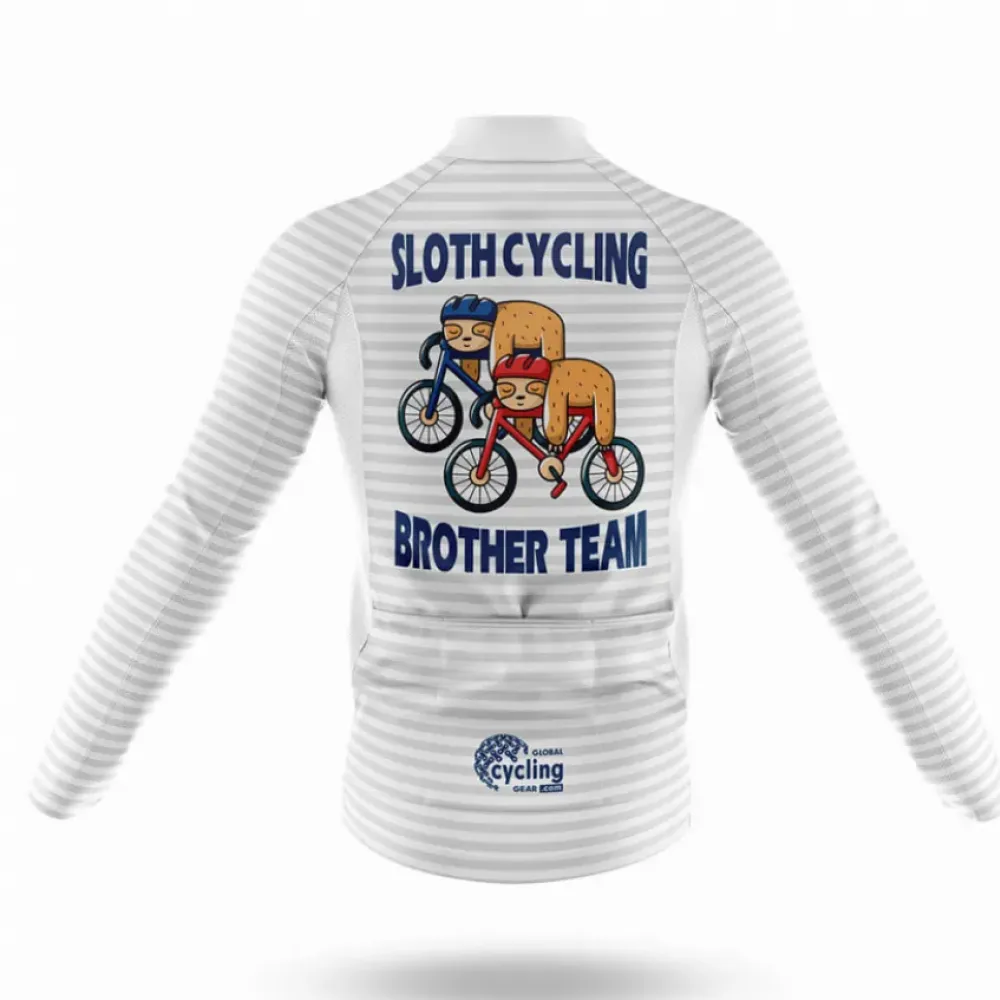 Sloth Cycling Brother Team Jersey Cycling White/Gray/Blue