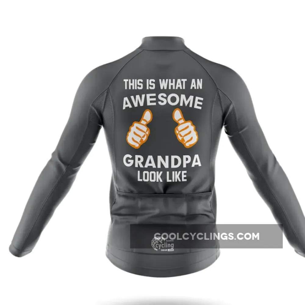 Awesome Grandpa Grey Long Sleeve Cycling Jersey Ver.3