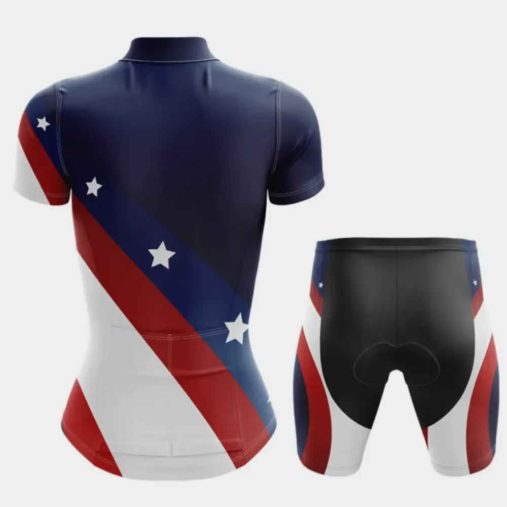 USA Women Cycling Kit Full Set Ver.3 Stars and Stripes Navy/Red/White