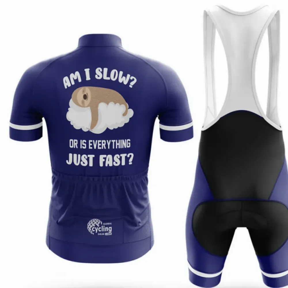 Cycling Jersey Am I Slow? Navy/White/Brown