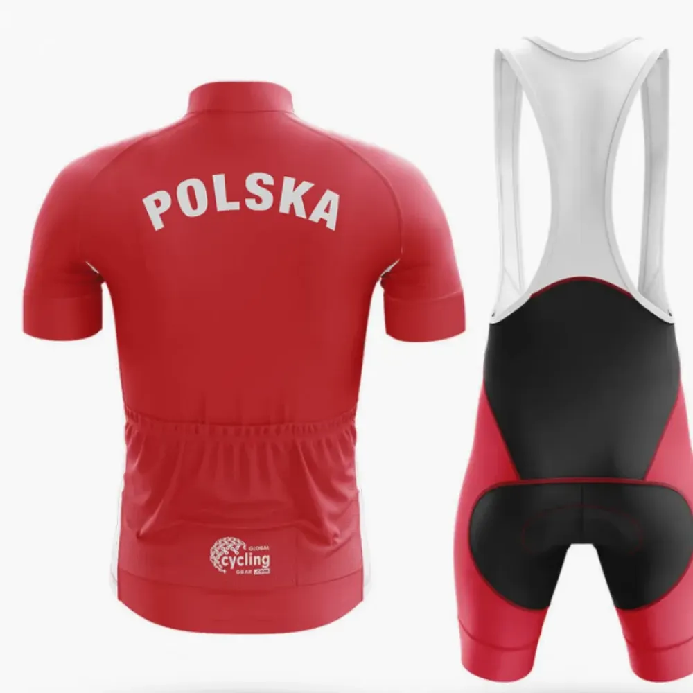 Poland Polska Long Sleeve Cycling Jersey Red/White/Grey