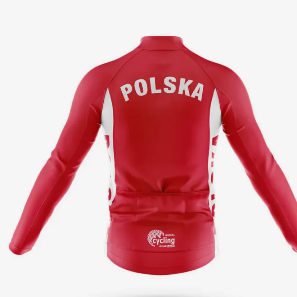 Poland Polska Long Sleeve Cycling Jersey Red/White/Grey