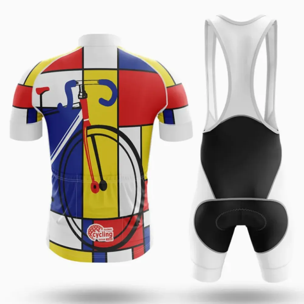 Ride Cubism Long Sleeve Cycling Jersey Blue/Yellow/Red