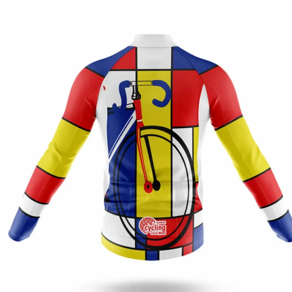 Ride Cubism Long Sleeve Cycling Jersey Blue/Yellow/Red
