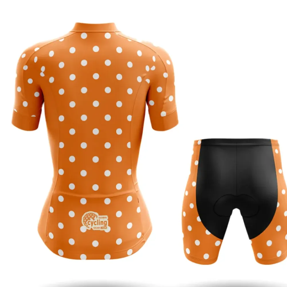 Women's Cycling Shorts High Visibility Polka Dot Orange/Black/White