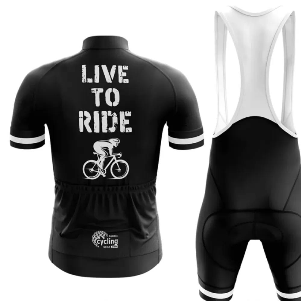 Live To Ride Cycling Jersey Black/White/Grey