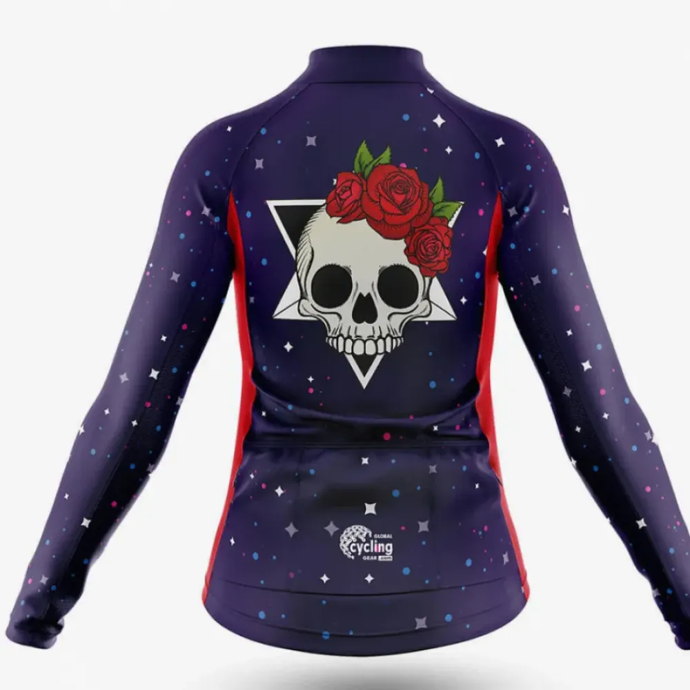 Women's Cycling Jersey Skull Navy/Red/Pink