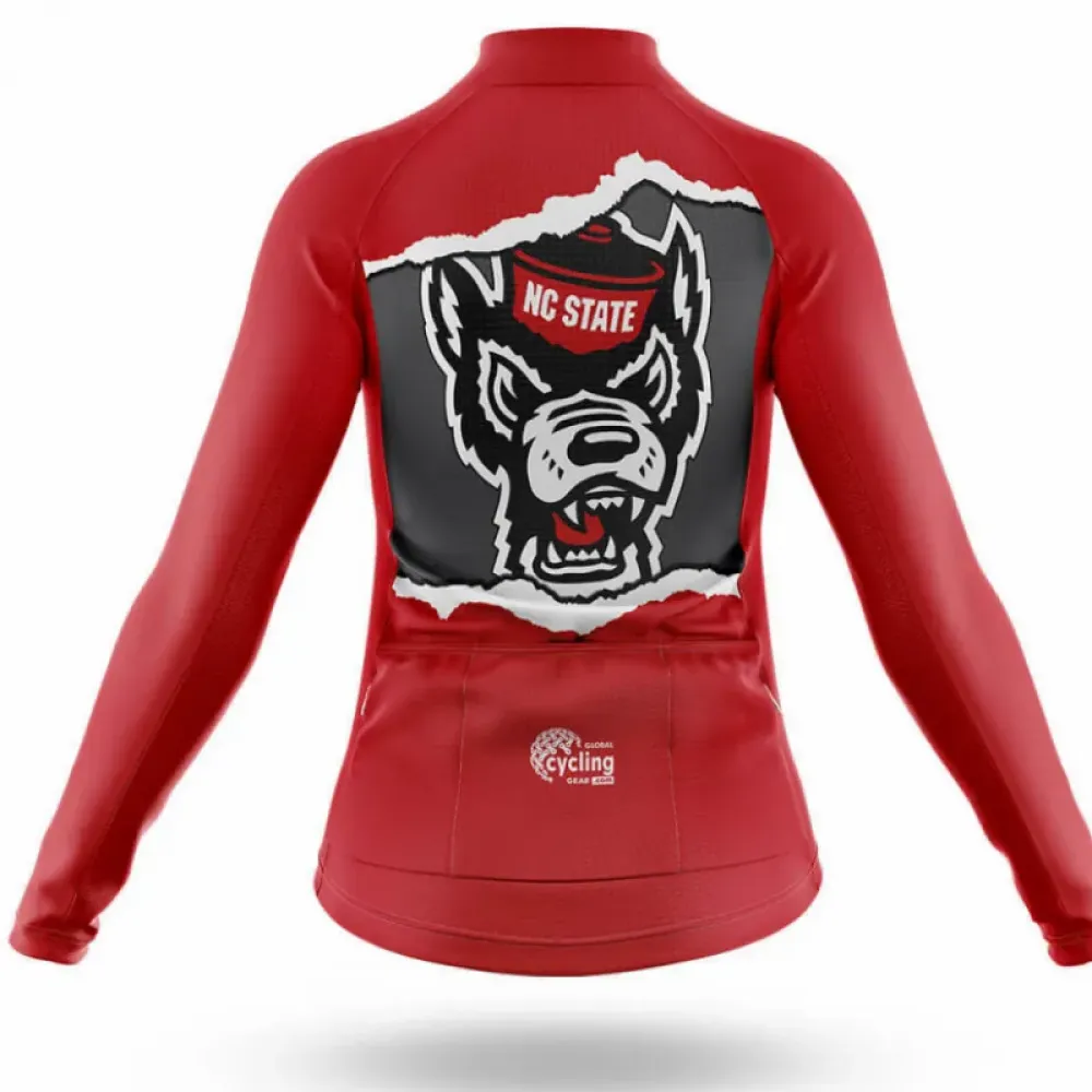 North Carolina State University Women's Long Sleeve Cycling Jersey Red/Black/White