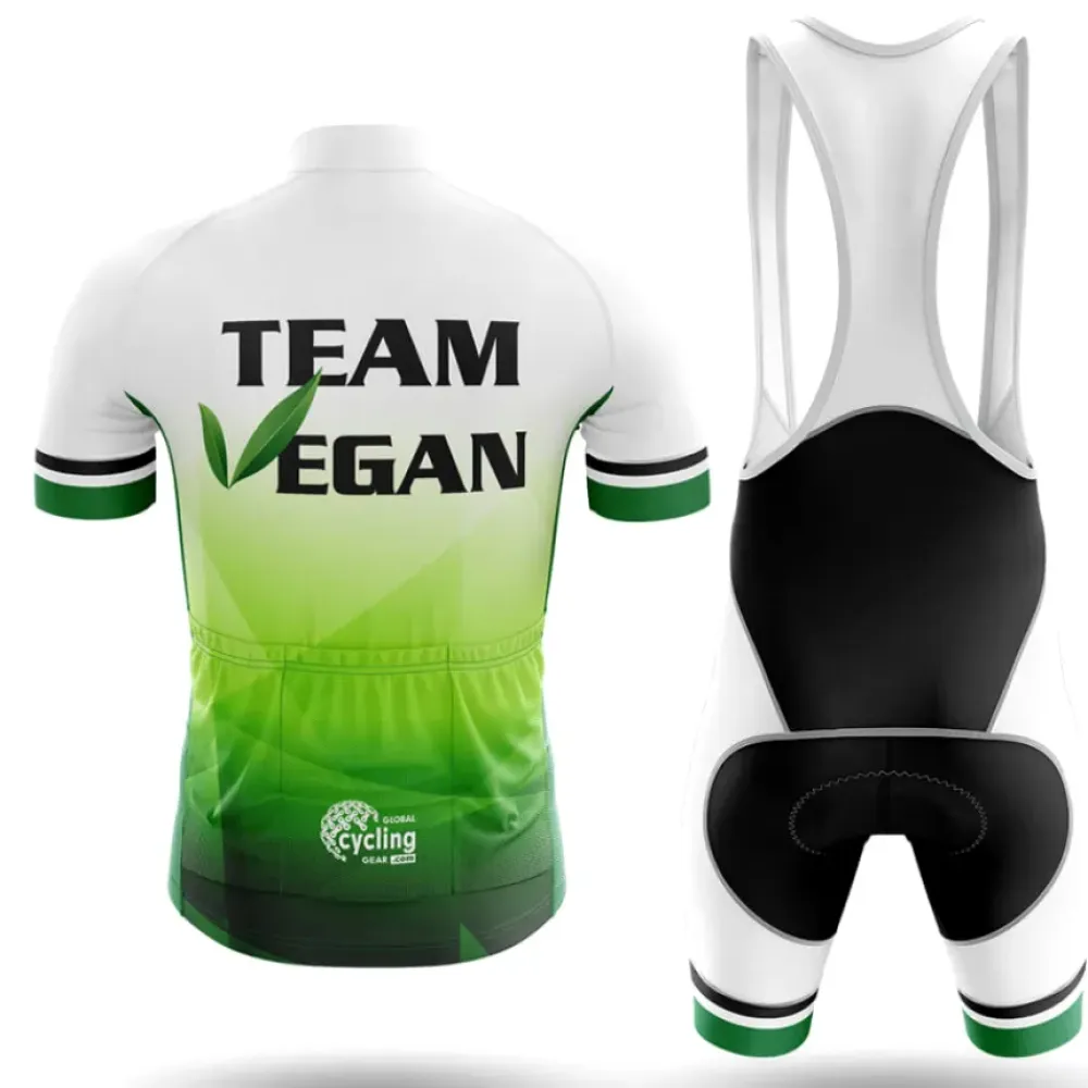 Team Vegan Long Sleeve Cycling Jersey White/Green/Black