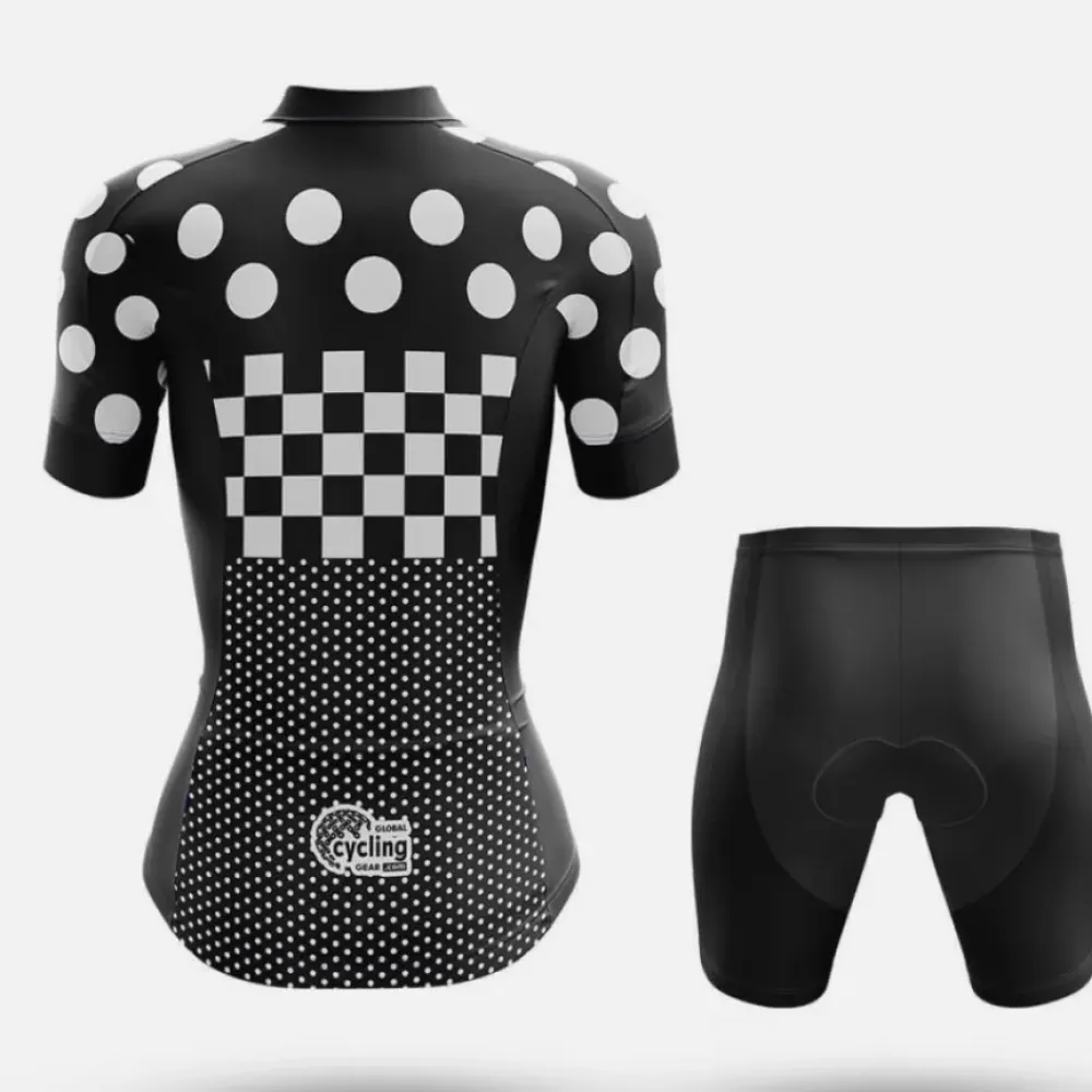 Women's Cycling Kit Polka Dots Black/White/Grey