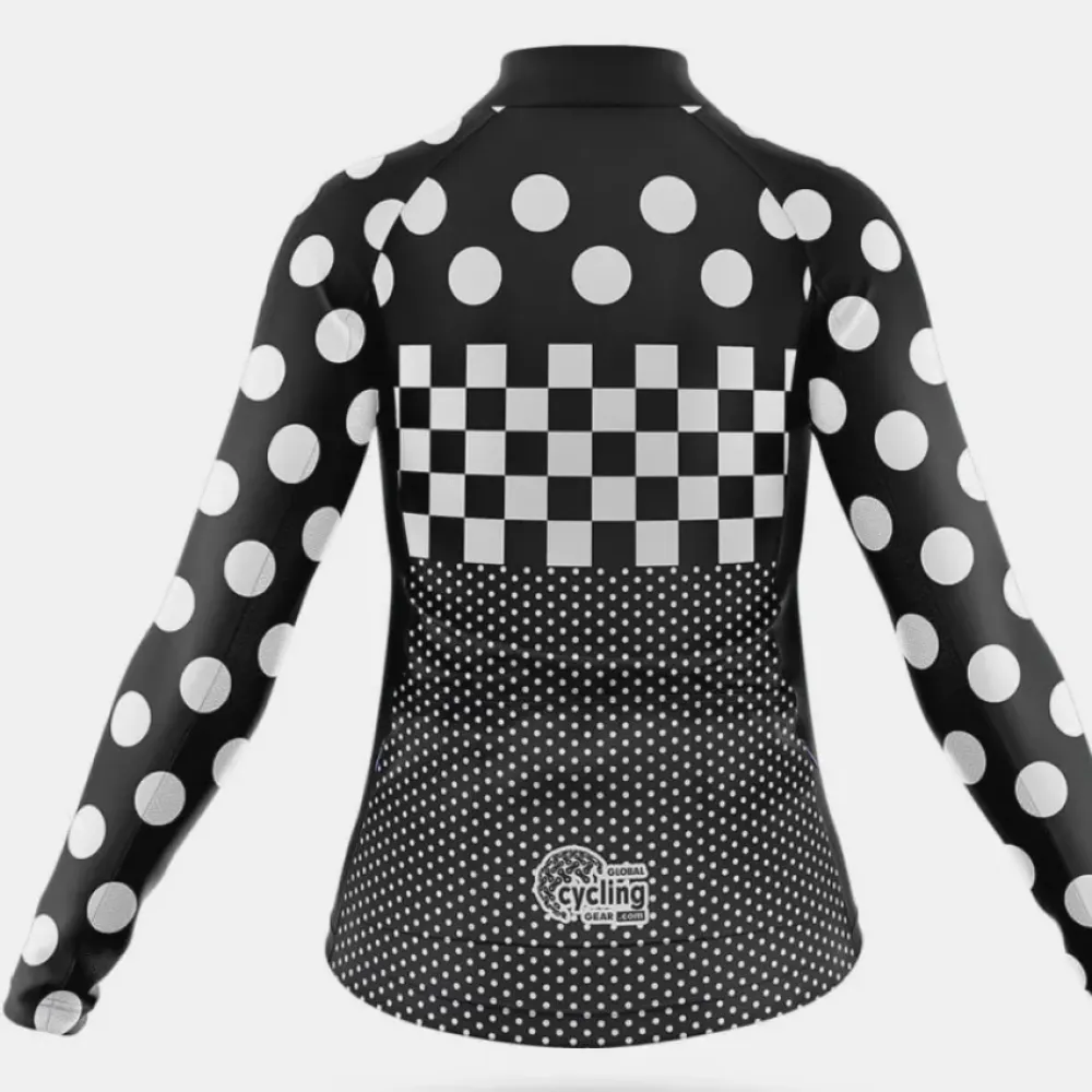 Women's Cycling Kit Polka Dots Black/White/Grey
