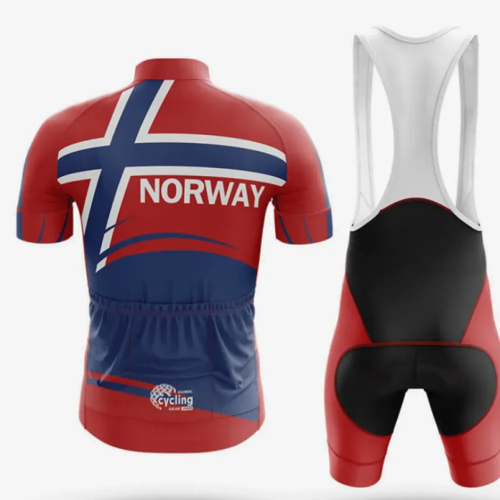 Norway Bold Flag Cycling Jersey Red/Dark Blue/White