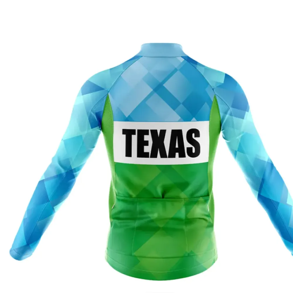 Texas S3 Long Sleeve Cycling Jersey Green/Blue/Light Blue