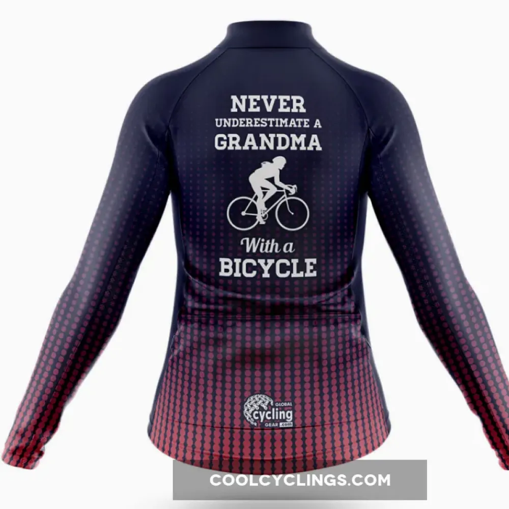 Grandma Cycling Jersey Never Underestimate Navy/Red/Purple