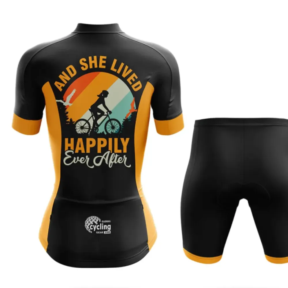 Happily Women's Cycling Kit Unique Design Black/Yellow/Orange