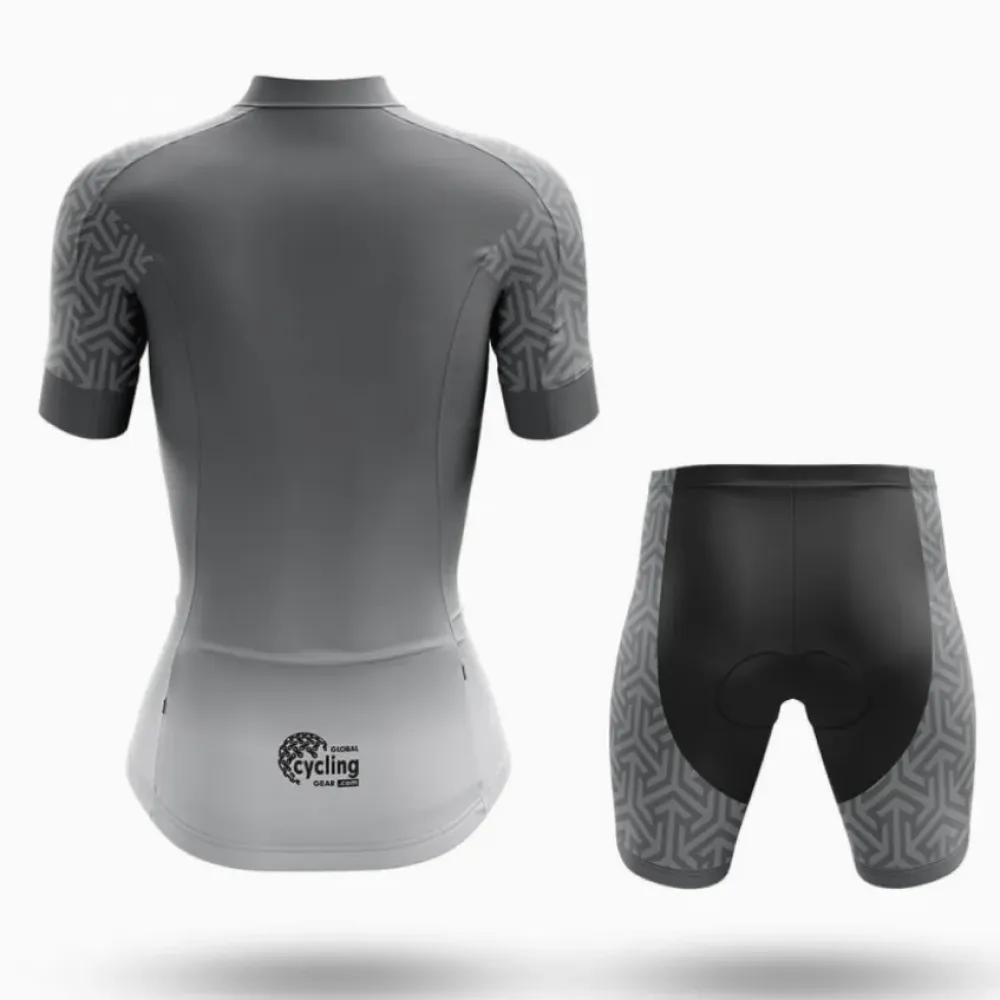 Cycling Jersey Geometric Pattern Grey/Black/Silver