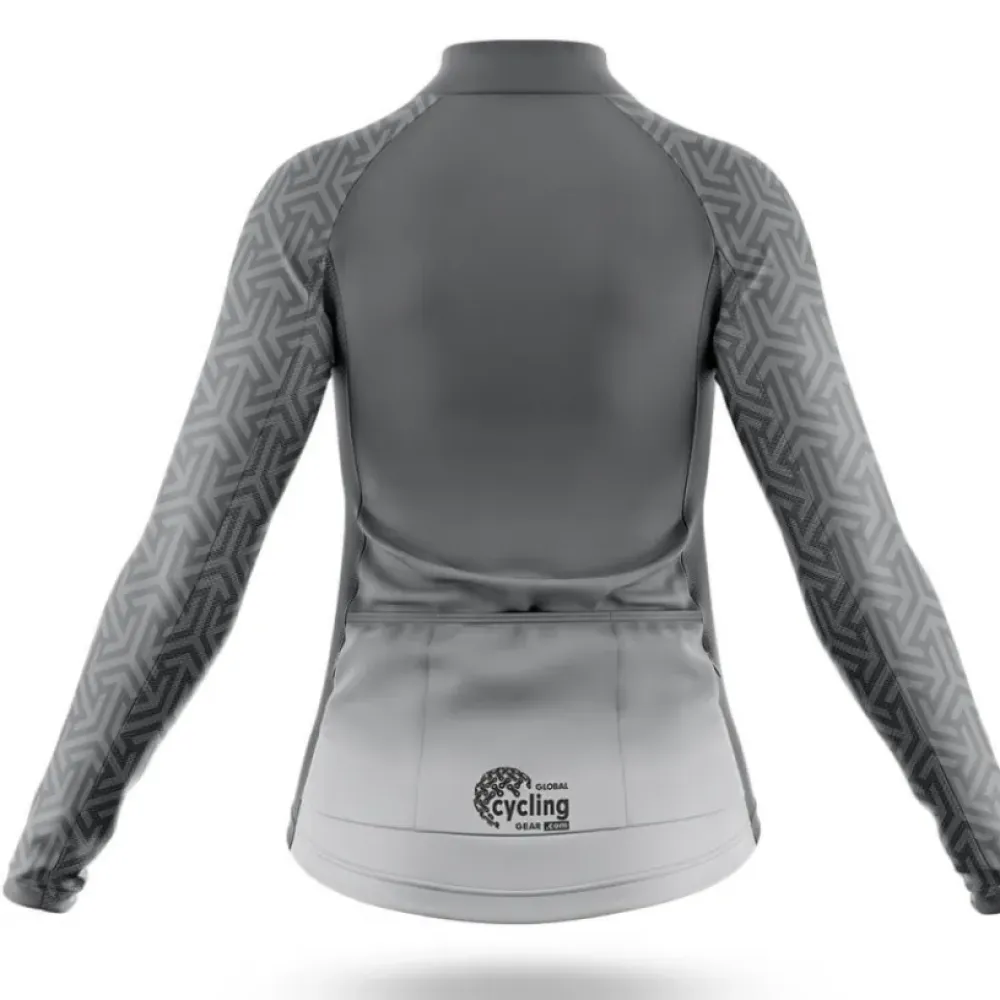 Cycling Jersey Geometric Pattern Grey/Black/Silver