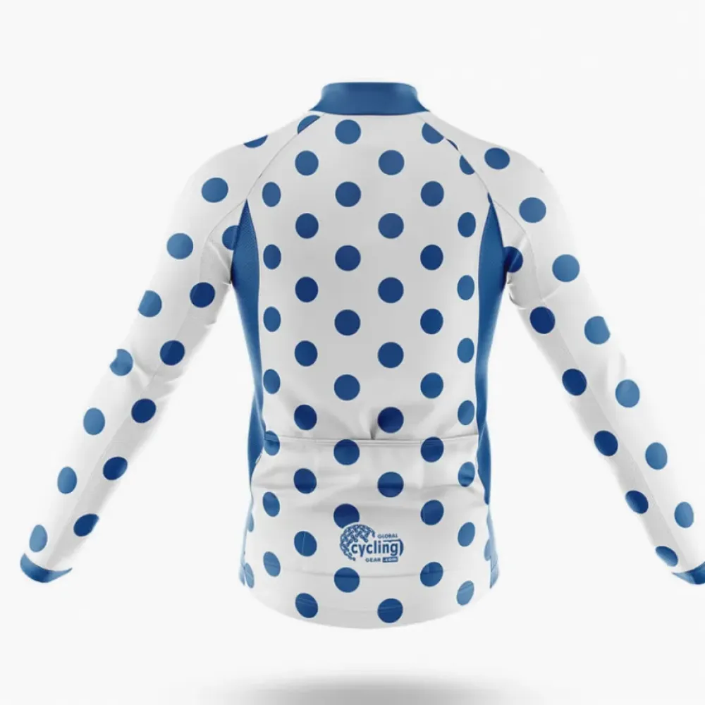 Long Sleeve Jersey Polka Dot White/Blue/Black