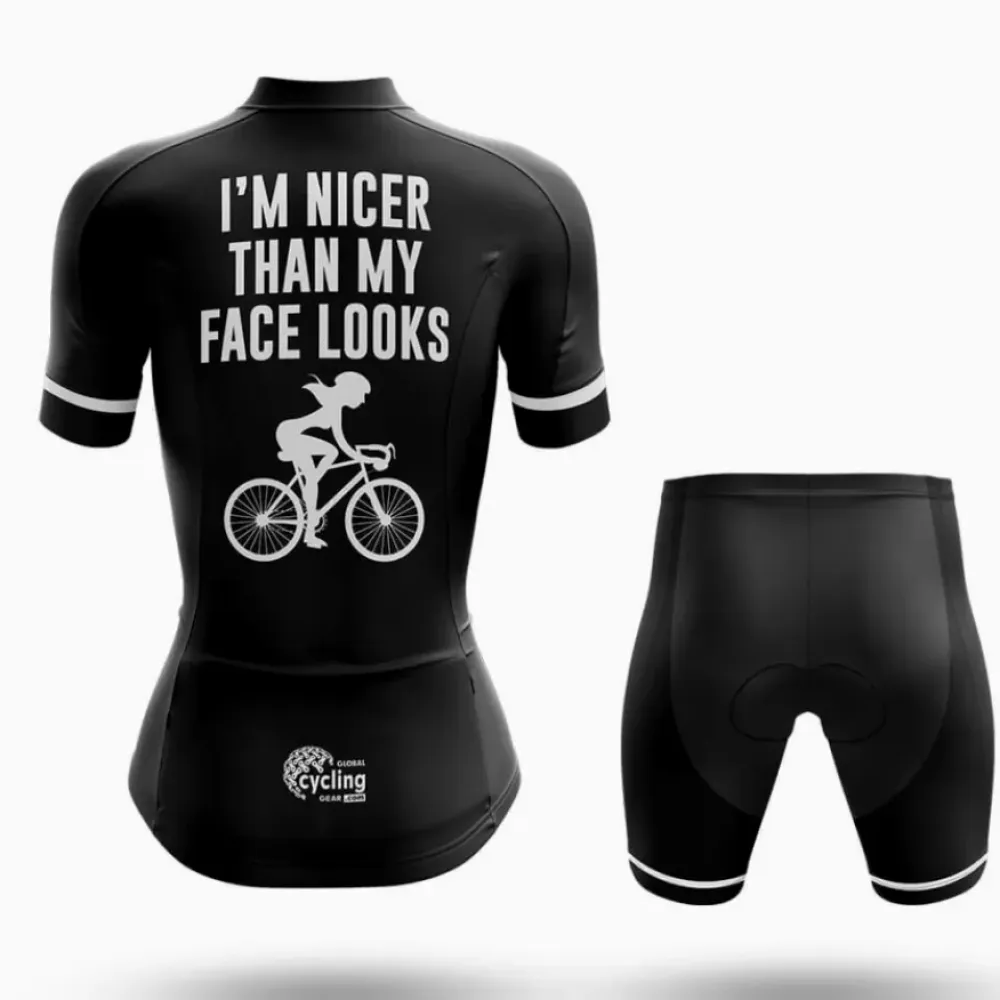 Nicer Women's Long Sleeve Cycling Jersey Black/White/Grey