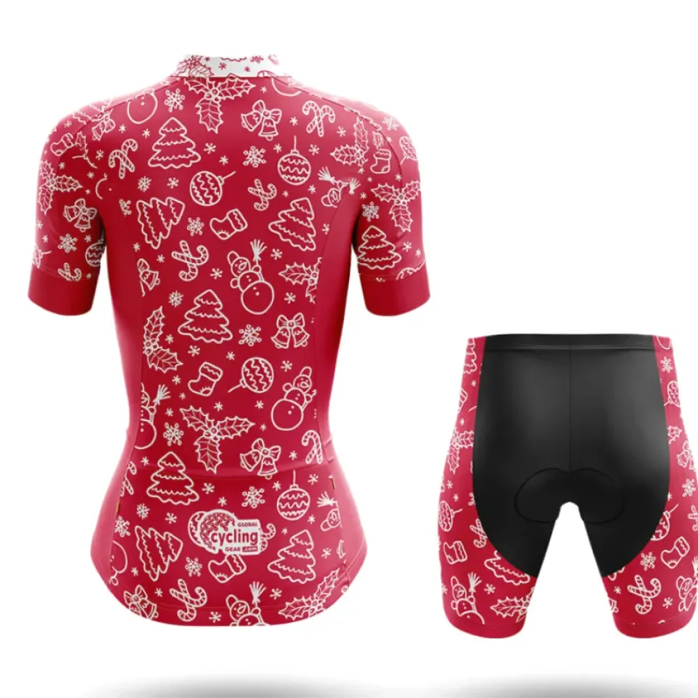 Christmas Candy Women's Cycling Shorts Red/Black/White