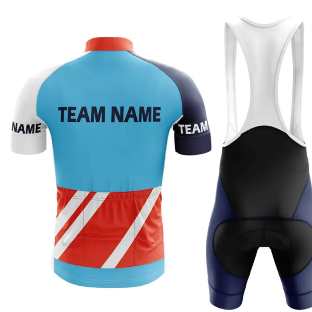 Custom Team Name M33 Cycling Jersey Blue/White/Red