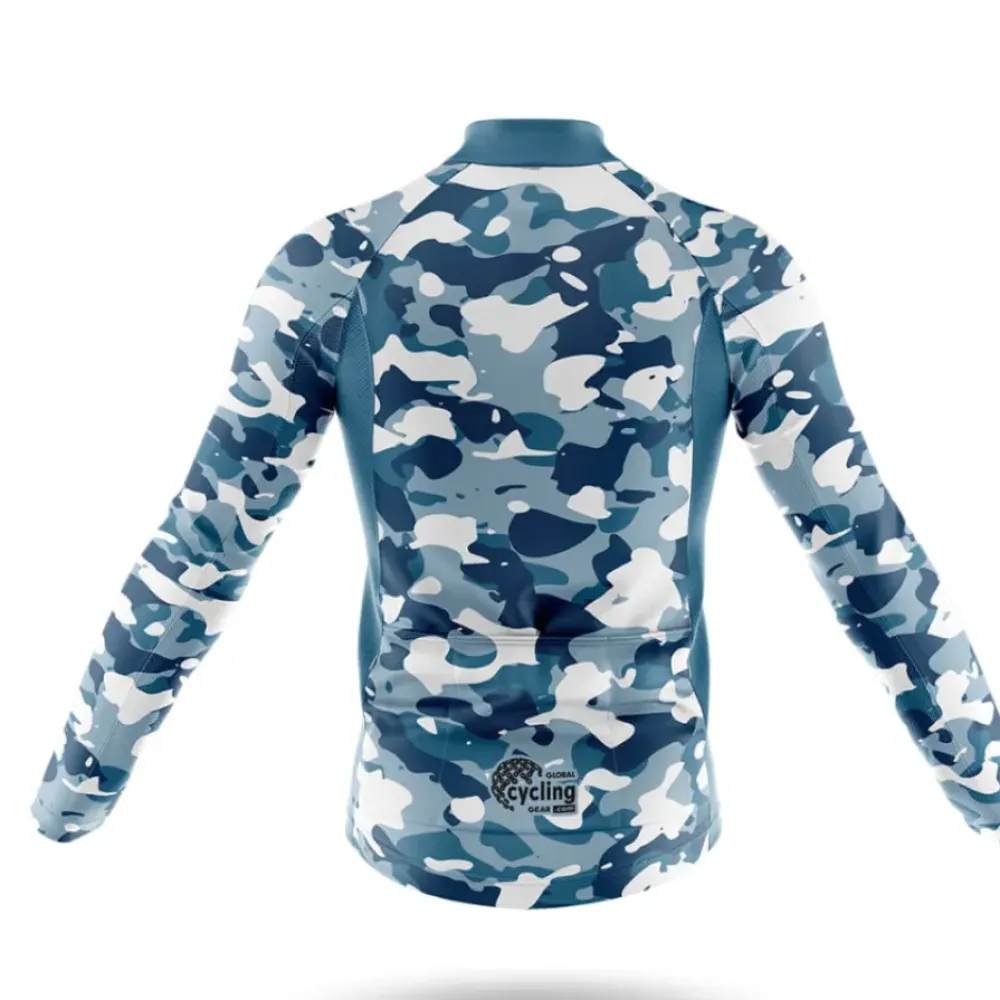 Cycling Jersey Bibs Blue Camo White/Black/Grey