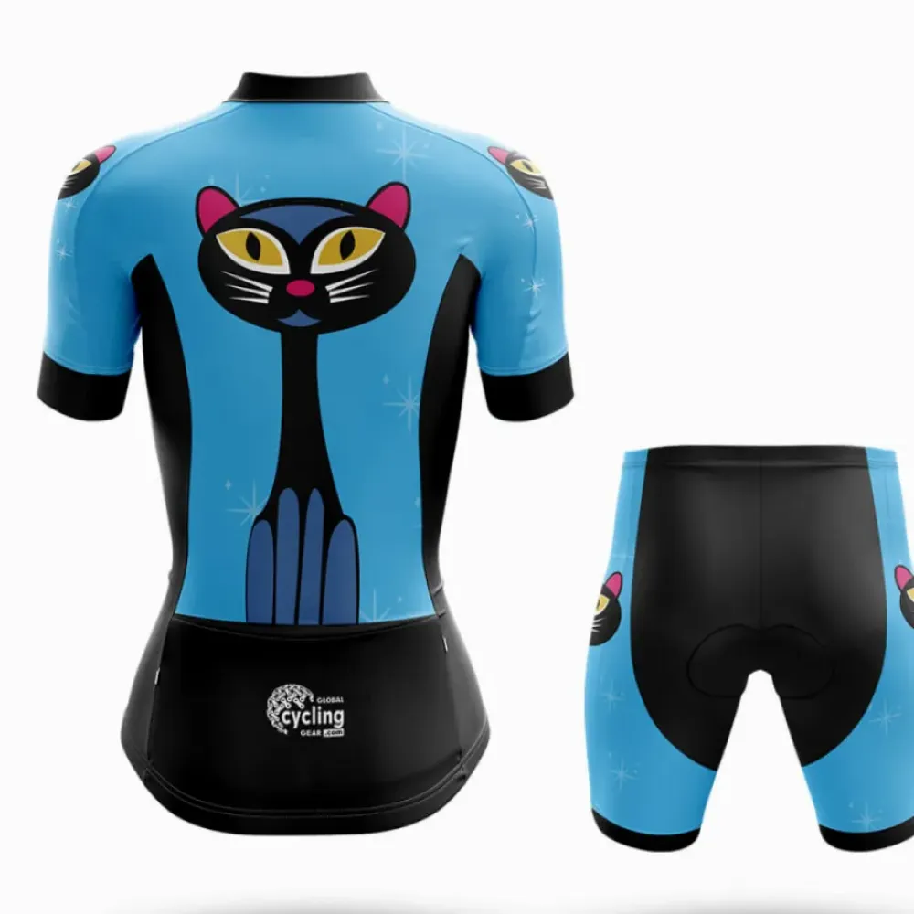 Women's Cycling Shorts Night Cat Blue Black/Blue/Pink