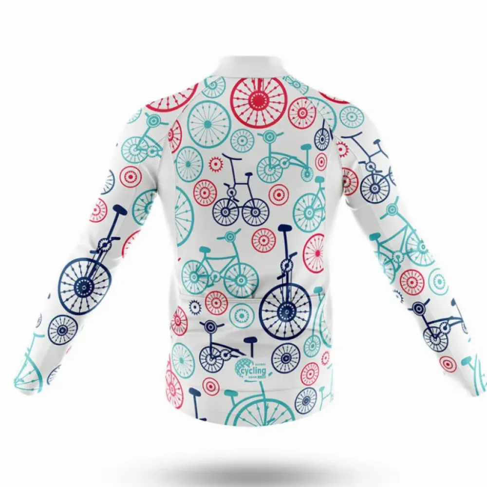 Cycling Bibs Bike Pattern White/Red/Blue
