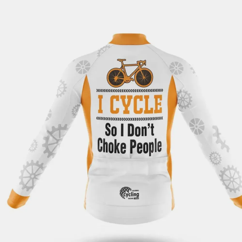 Cycle Jersey I Cycle So I Don't Choke People White/Orange/Grey