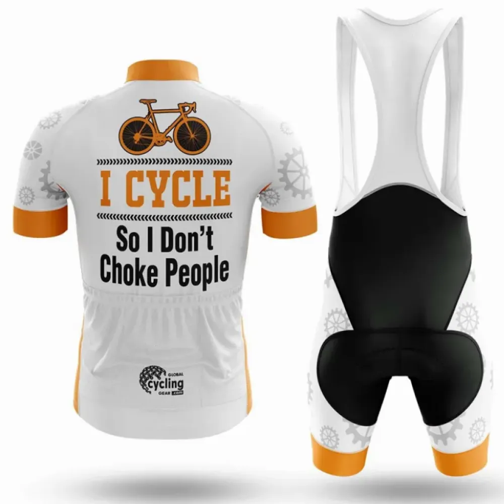 Cycle Jersey I Cycle So I Don't Choke People White/Orange/Grey
