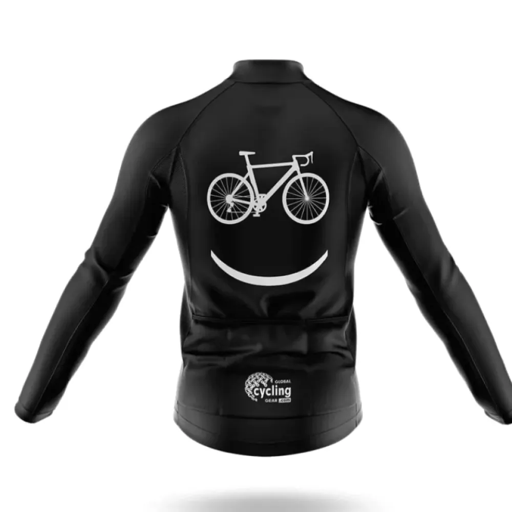 Bike Smiley Face Black/White/Grey Long Sleeve Cycling Jersey