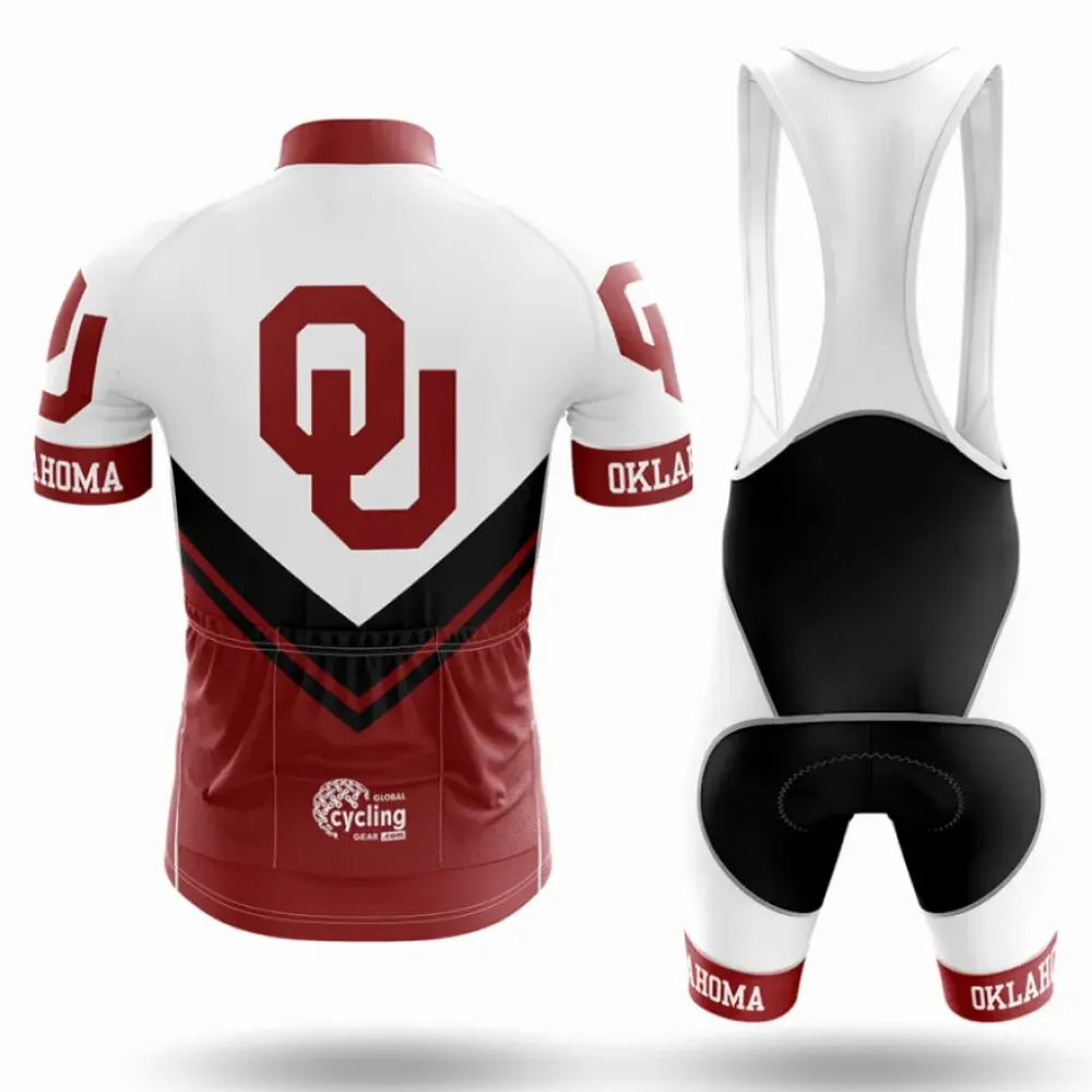University of Oklahoma Long Sleeve Cycling Jersey Modern White/Red/Black