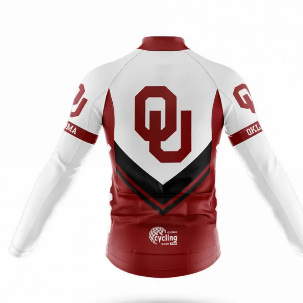 University of Oklahoma Long Sleeve Cycling Jersey Modern White/Red/Black