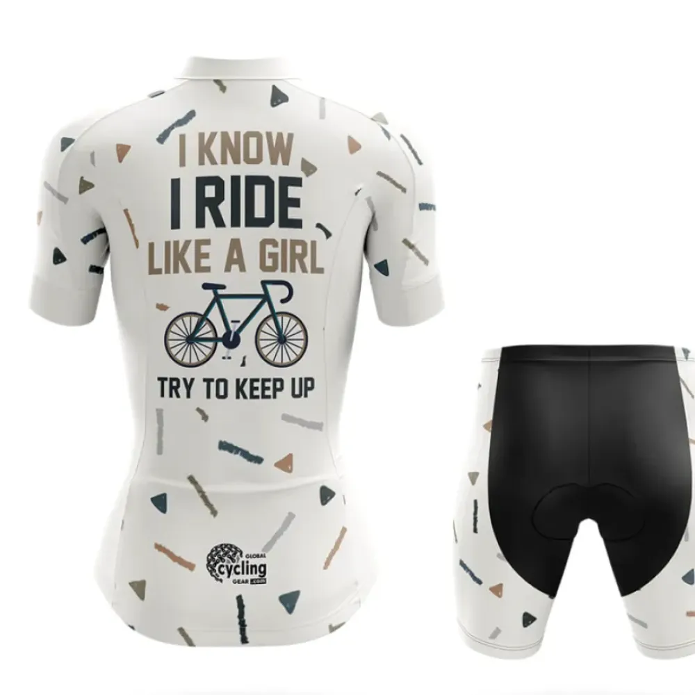 Women's Cycling Shorts Like A Girl V5 White/Black/Grey