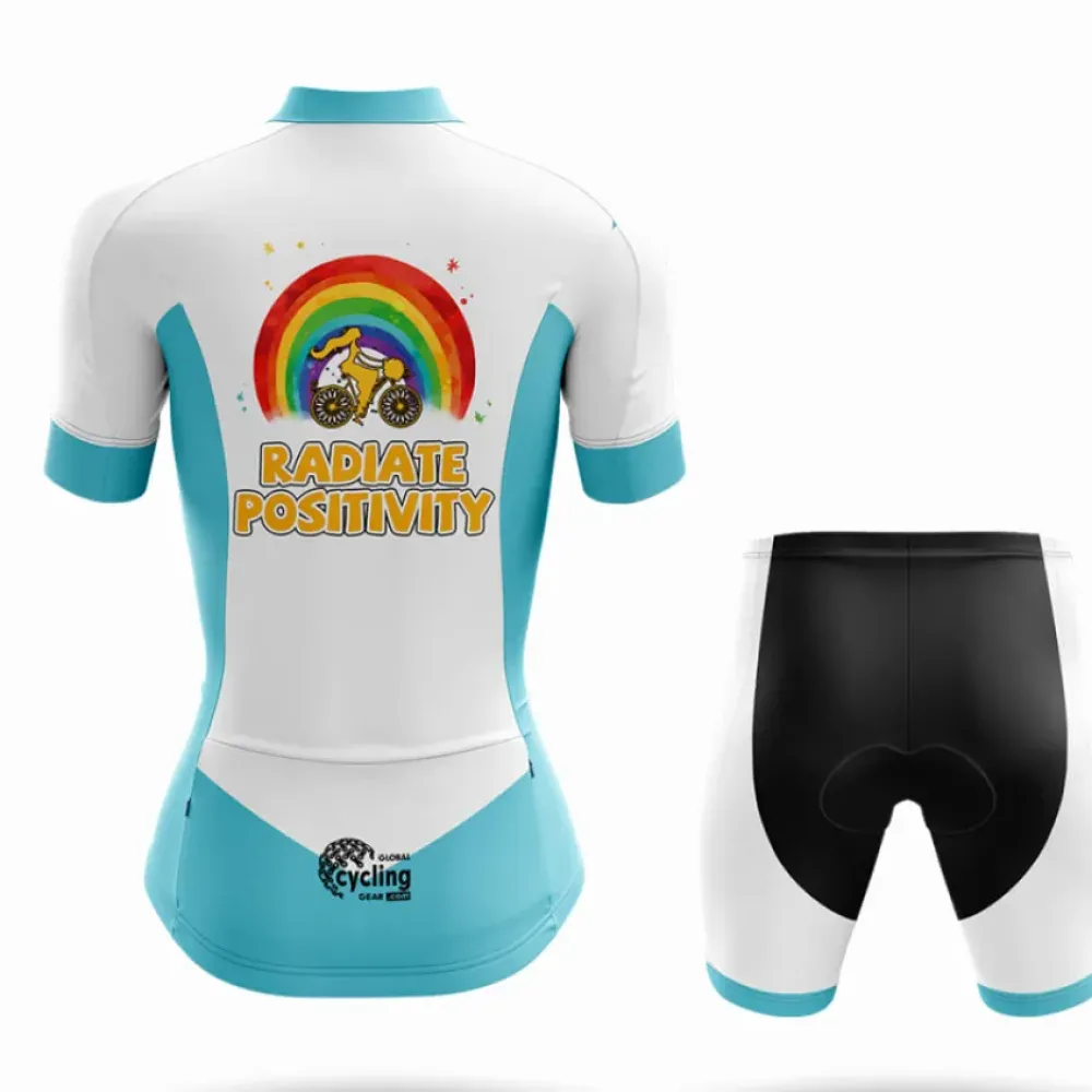 Radiate Positivity Women Cycling Jersey White/Light Blue/Gold