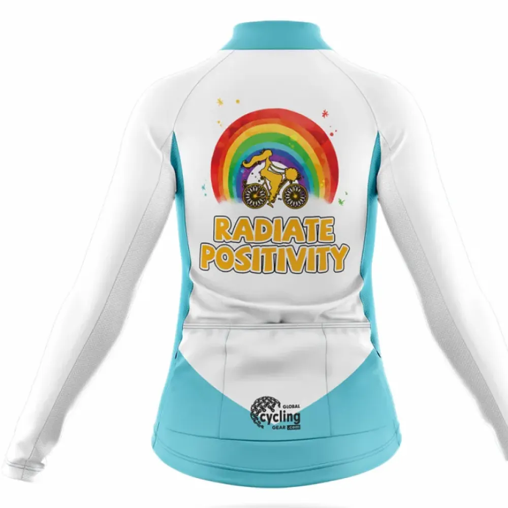 Radiate Positivity Women Cycling Jersey White/Light Blue/Gold