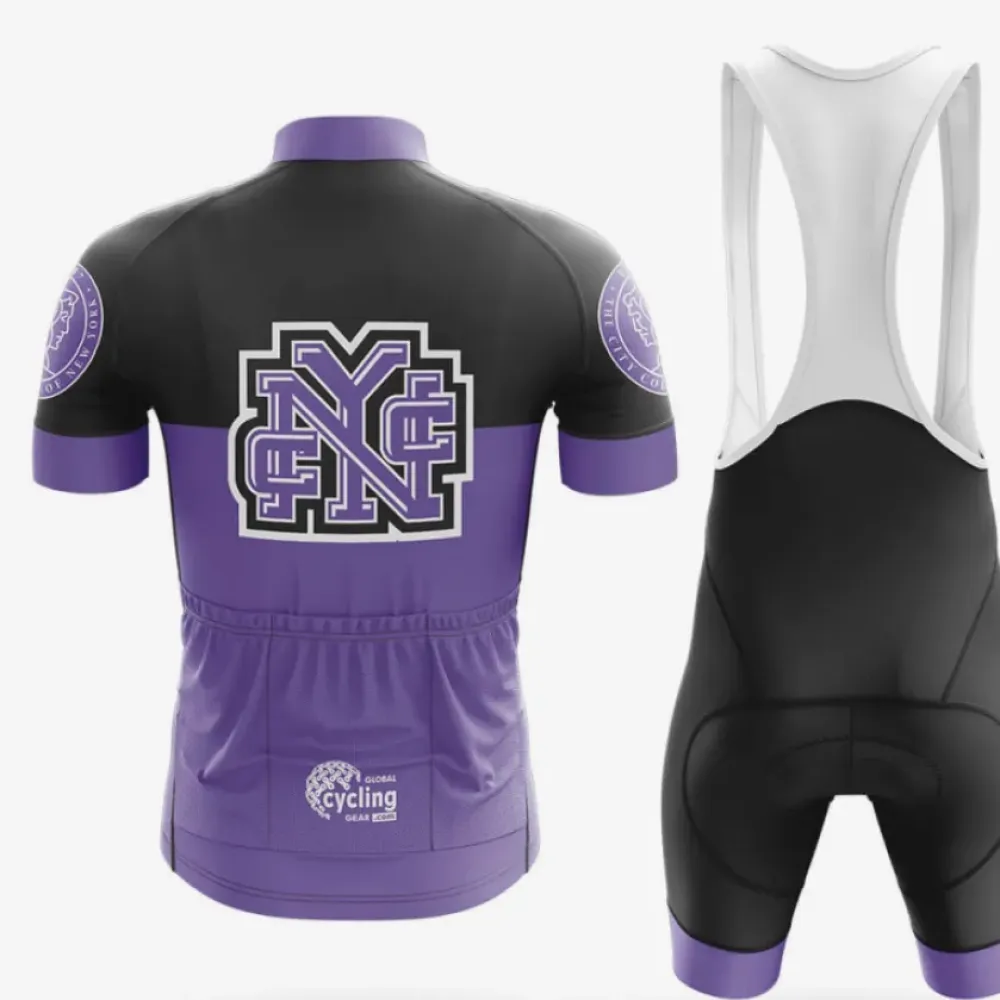 City College of New York Cycling Bibs Ver.2 Comfortable Black/Purple/White