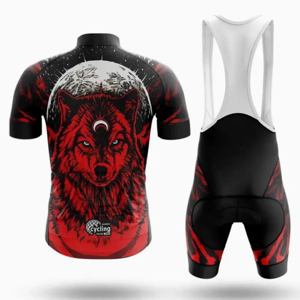 Native Red Wolf Cycling Bibs Wolf Black/Red/White